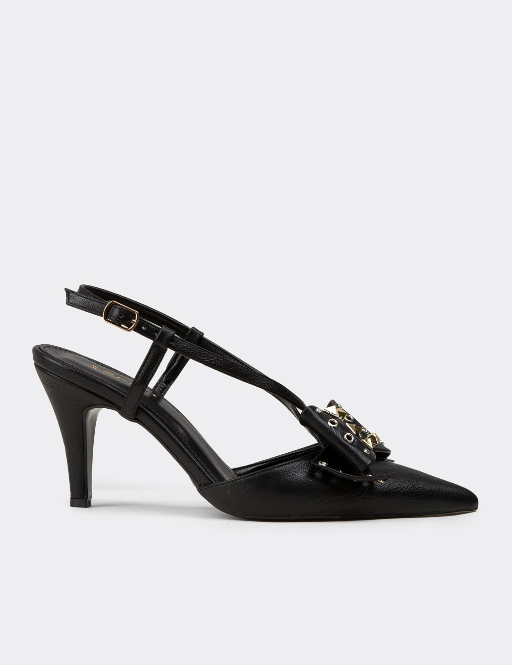 Women's Black Evening Heels with Bow Detail - RD220ZSYHM01