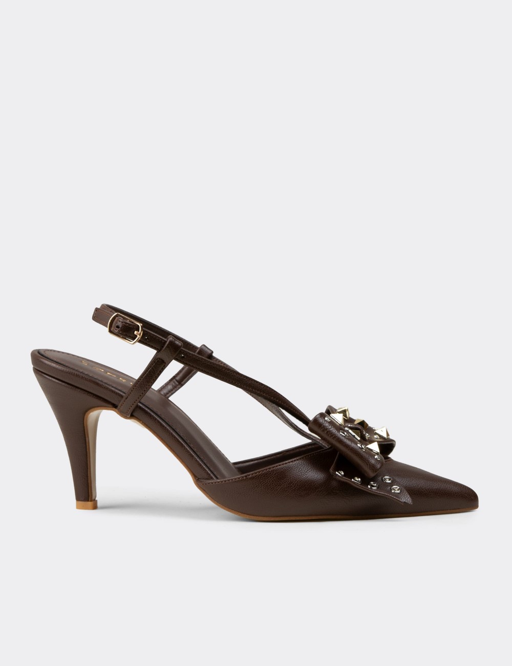 Women's Brown Evening Heels with Bow Detail - RD220ZKHVM01