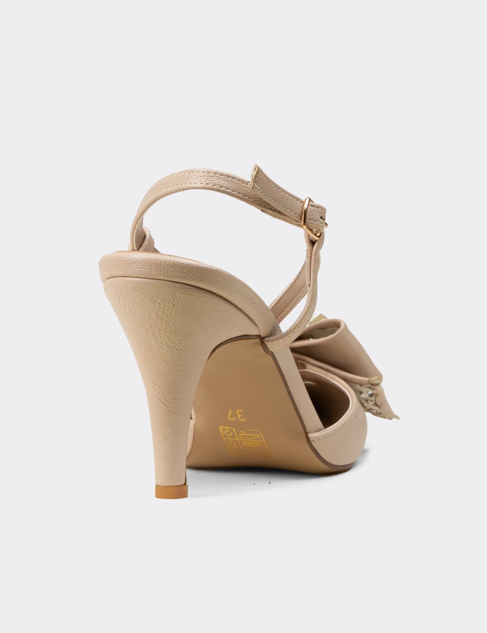 Women's Beige Bow Accent Evening Heels - RD220ZBEJM01