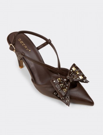 Women's Brown Evening Heels with Bow Detail - RD220ZKHVM01