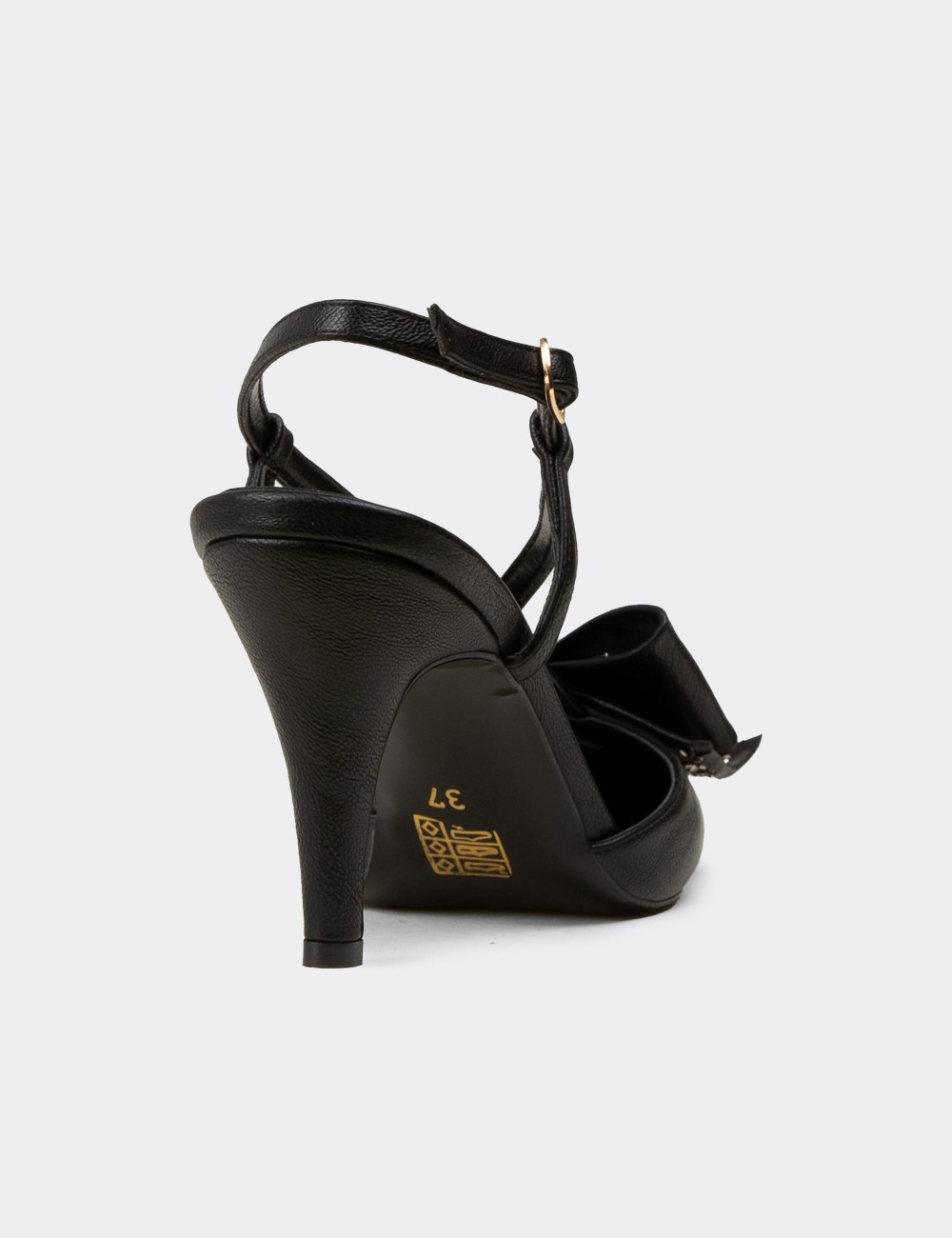 Women's Black Evening Heels with Bow Detail - RD220ZSYHM01