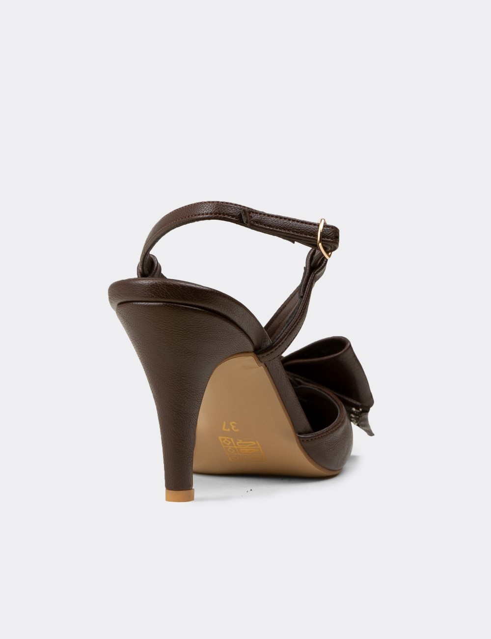 Women's Brown Evening Heels with Bow Detail - RD220ZKHVM01