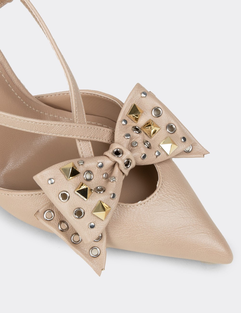 Women's Beige Bow Accent Evening Heels - RD220ZBEJM01