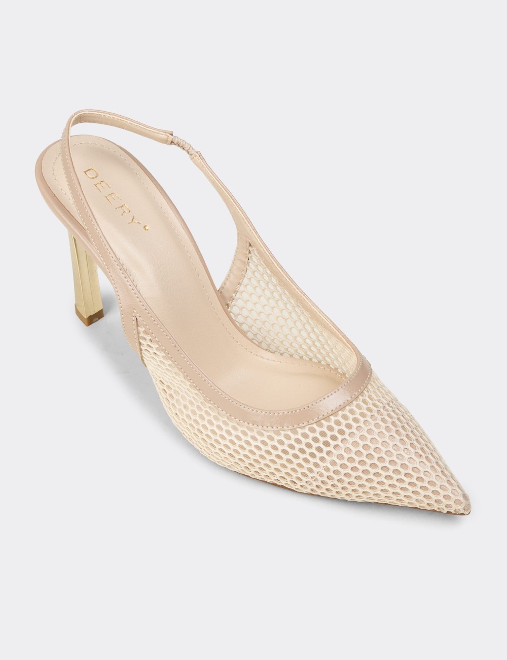 Women's Beige Mesh Slingback Evening Heel - RD205ZBEJM01