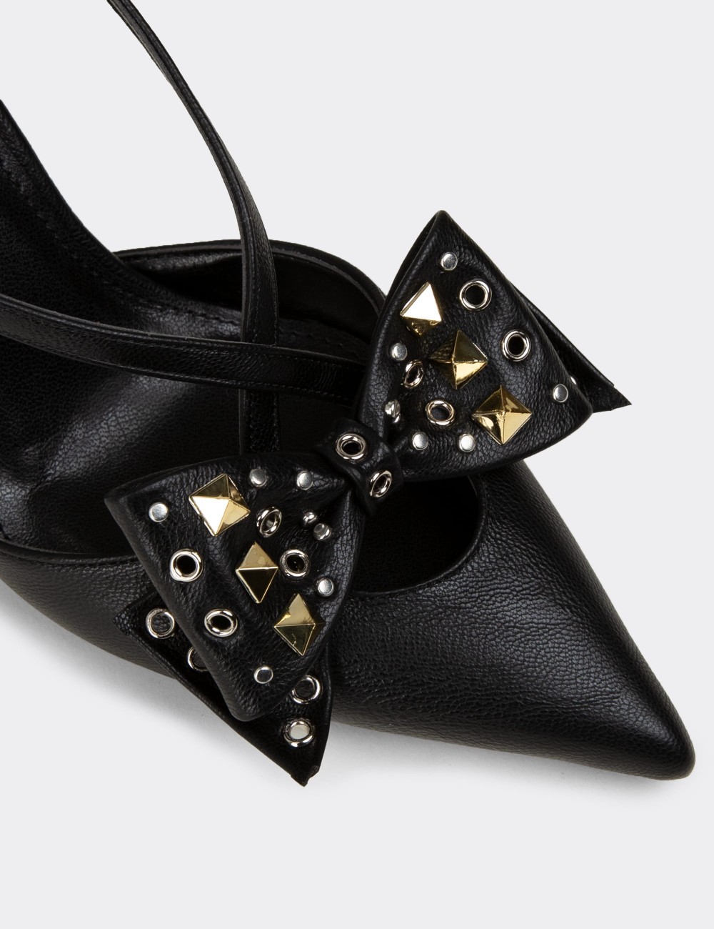 Women's Black Evening Heels with Bow Detail - RD220ZSYHM01