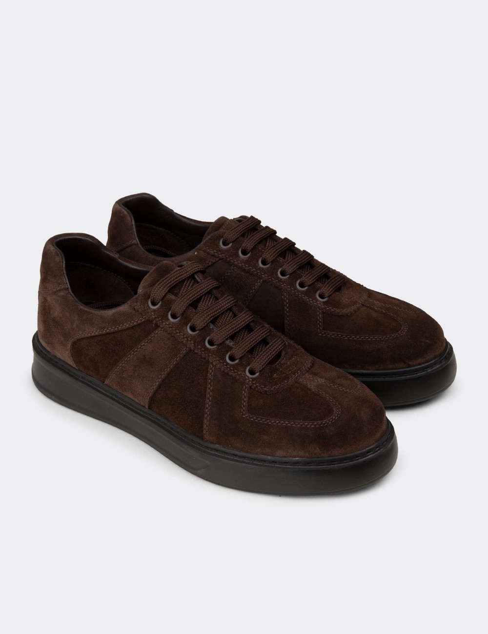 Men's Brown Suede Sneakers - 02017MKHVP01