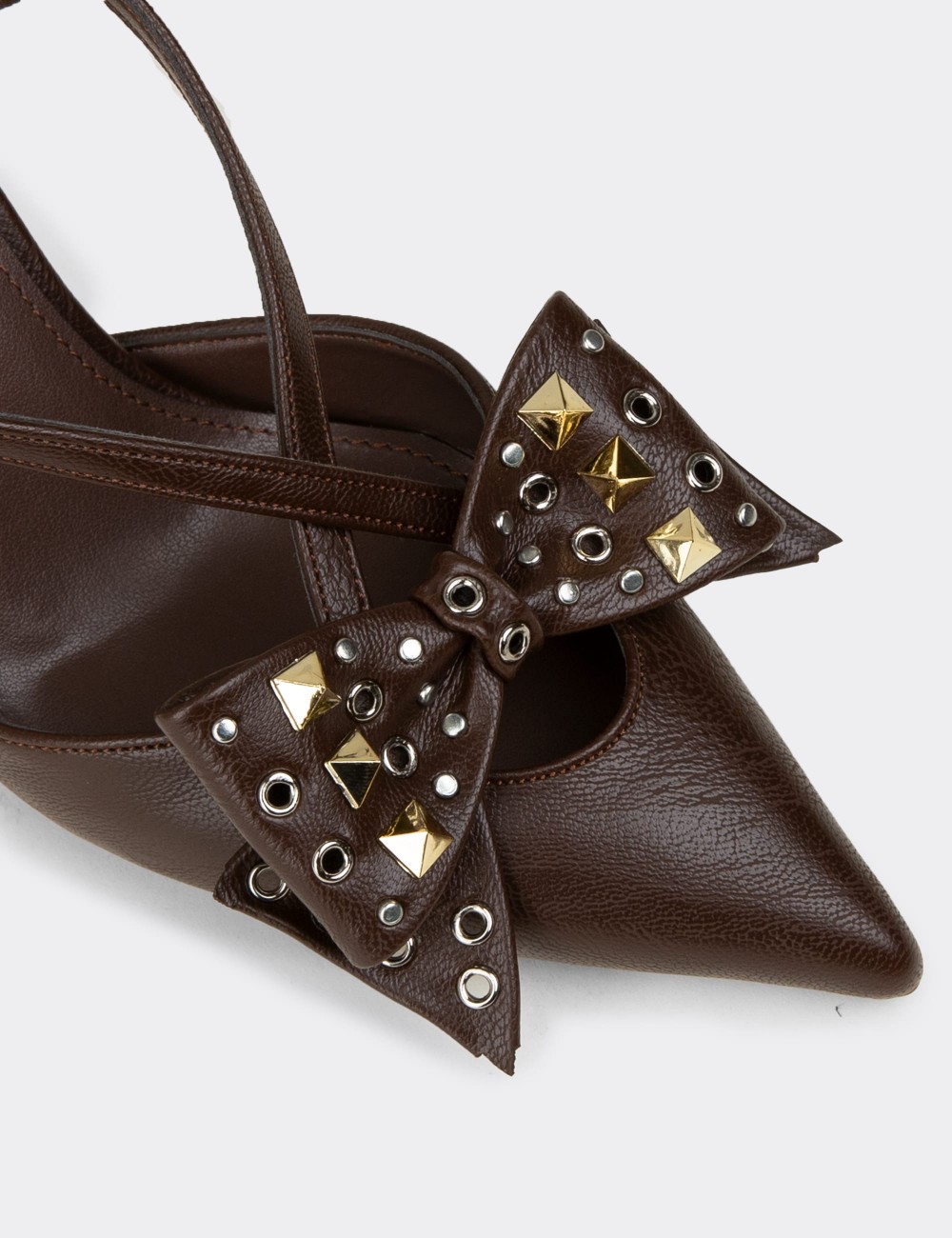Women's Brown Evening Heels with Bow Detail - RD220ZKHVM01