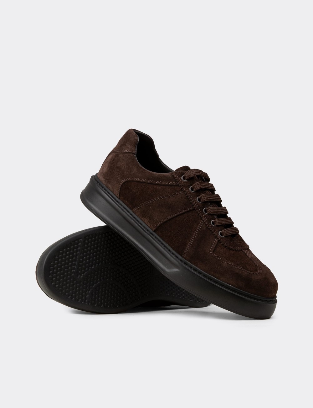 Men's Brown Suede Sneakers - 02017MKHVP01