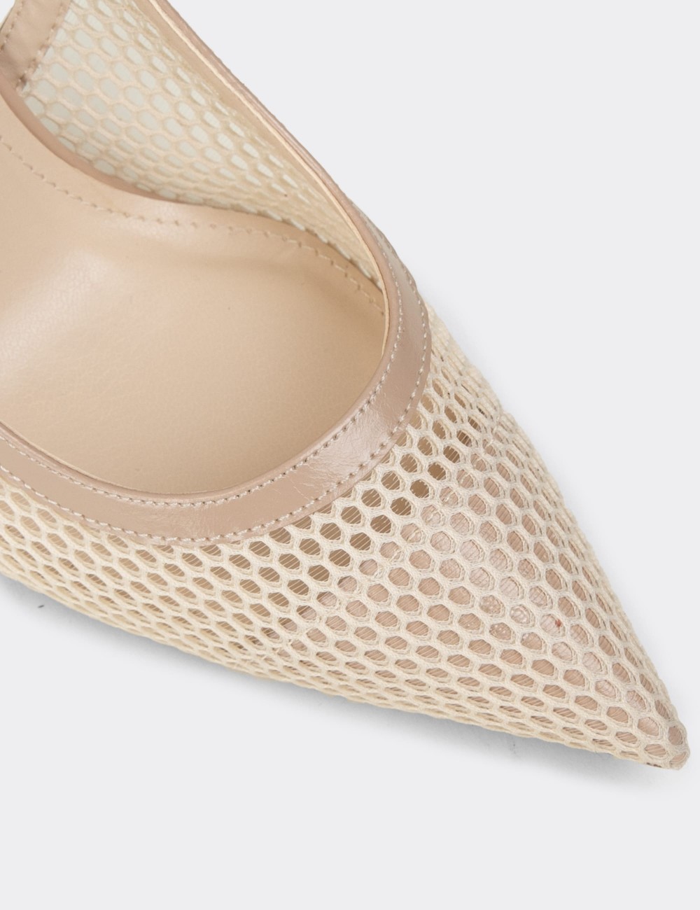 Women's Beige Mesh Slingback Evening Heel - RD205ZBEJM01