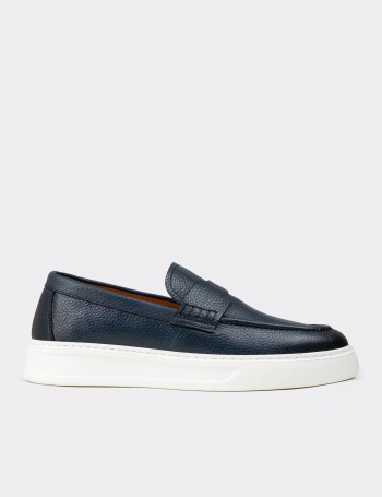 Men's Blue Suede Leather Loafers
