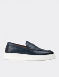 Men's Blue Suede Leather Loafers