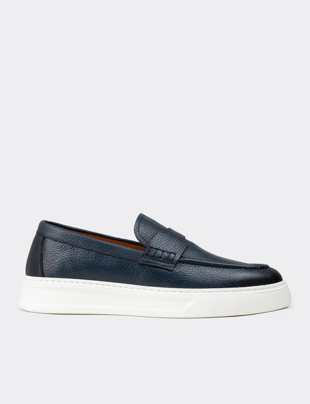 Men's Blue Suede Leather Loafers - 02043MMVIP01
