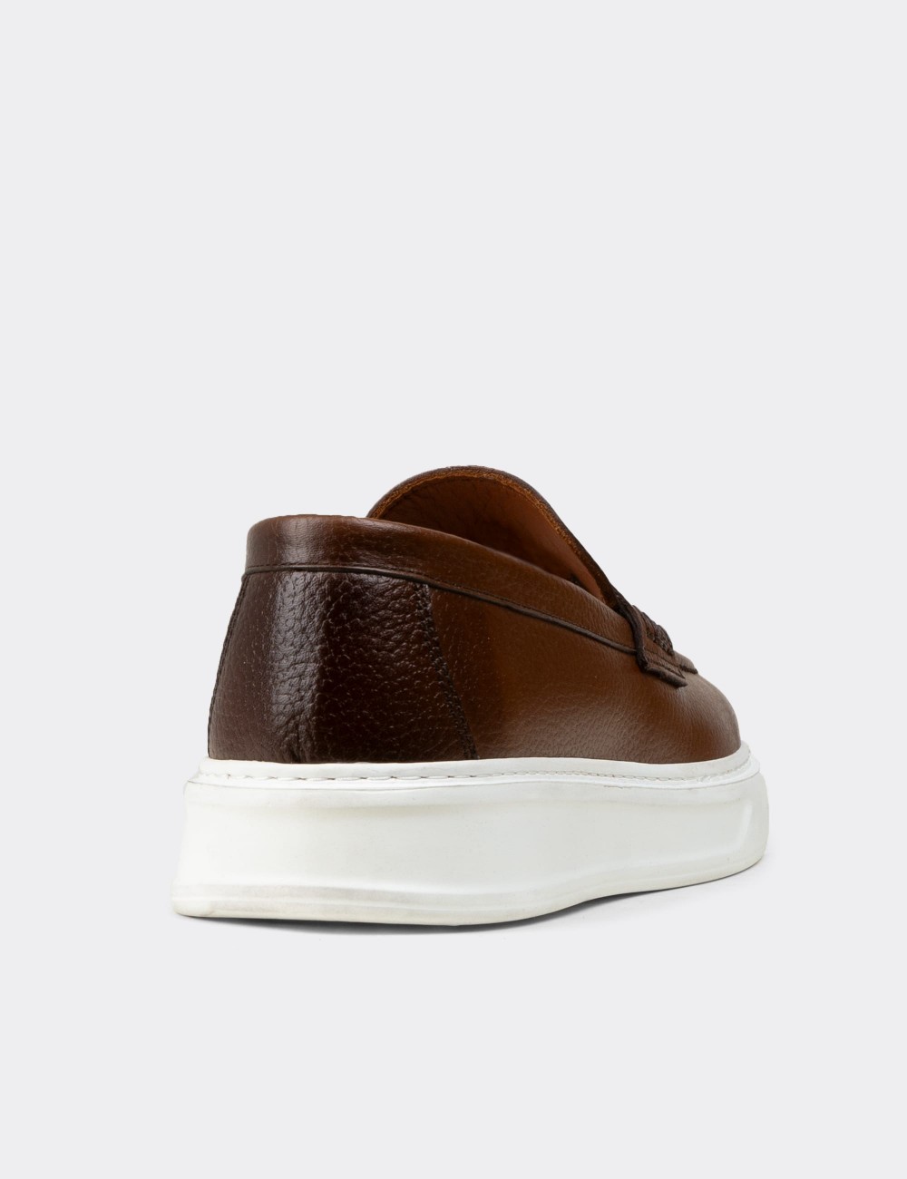 Men's Tan Leather Loafers - 02043MTBAP01