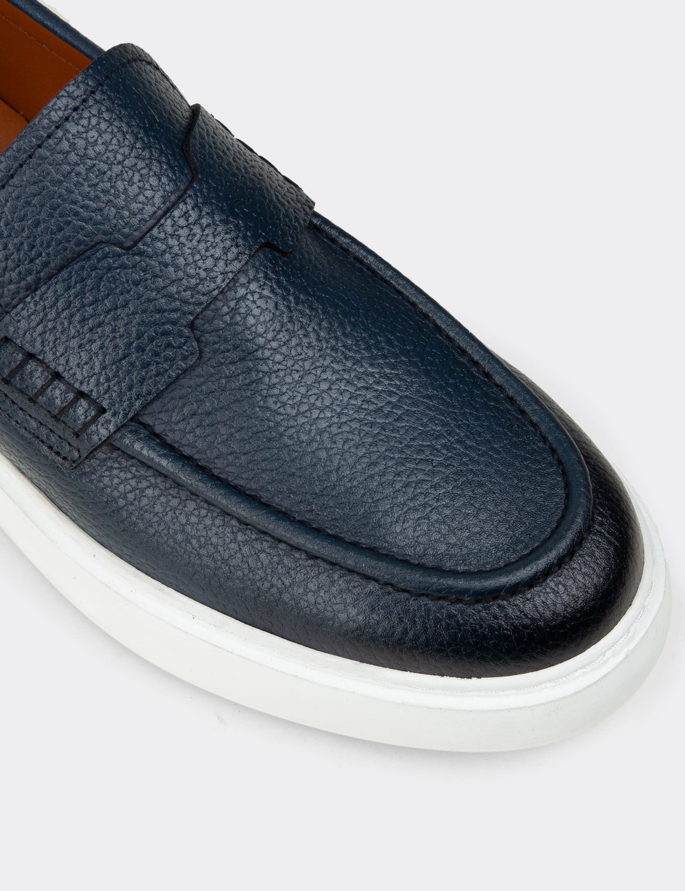 Men's Blue Suede Leather Loafers - 02043MMVIP01