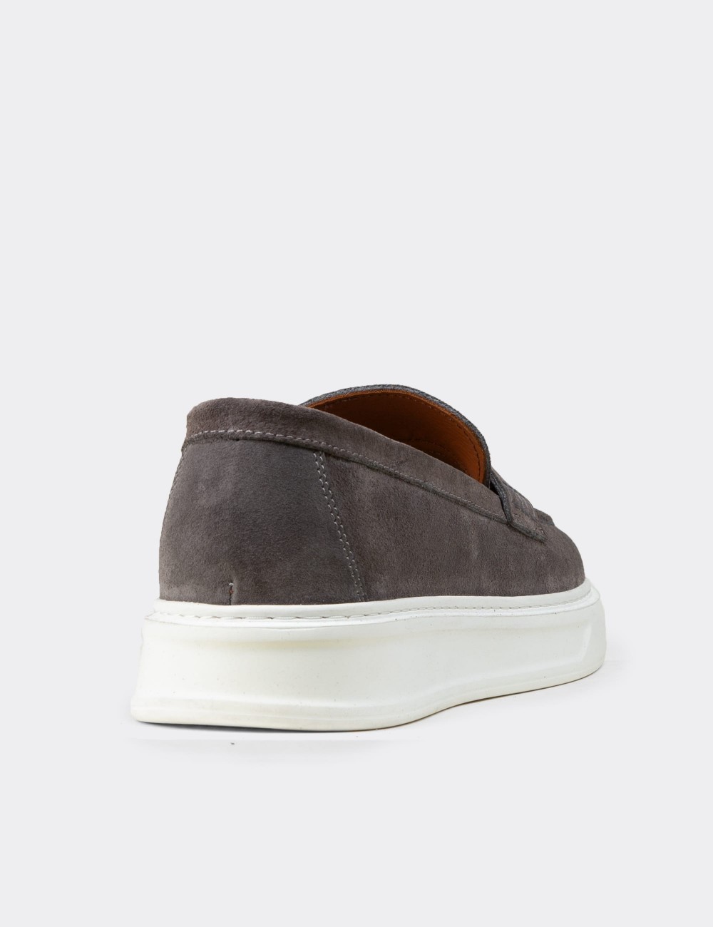 Men's Gray Suede Leather Loafers - 02043MGRIP01