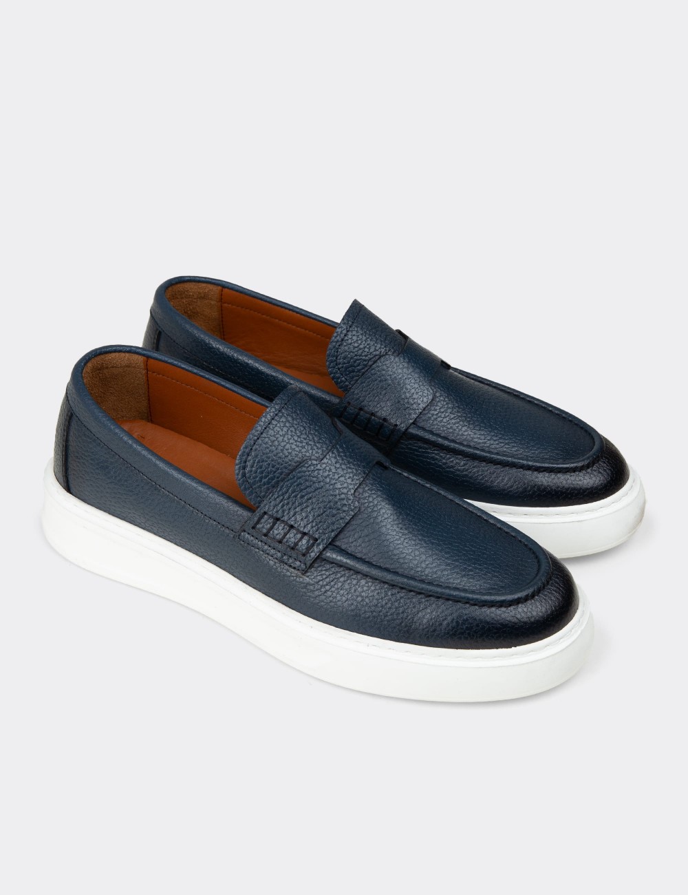 Men's Blue Suede Leather Loafers - 02043MMVIP01