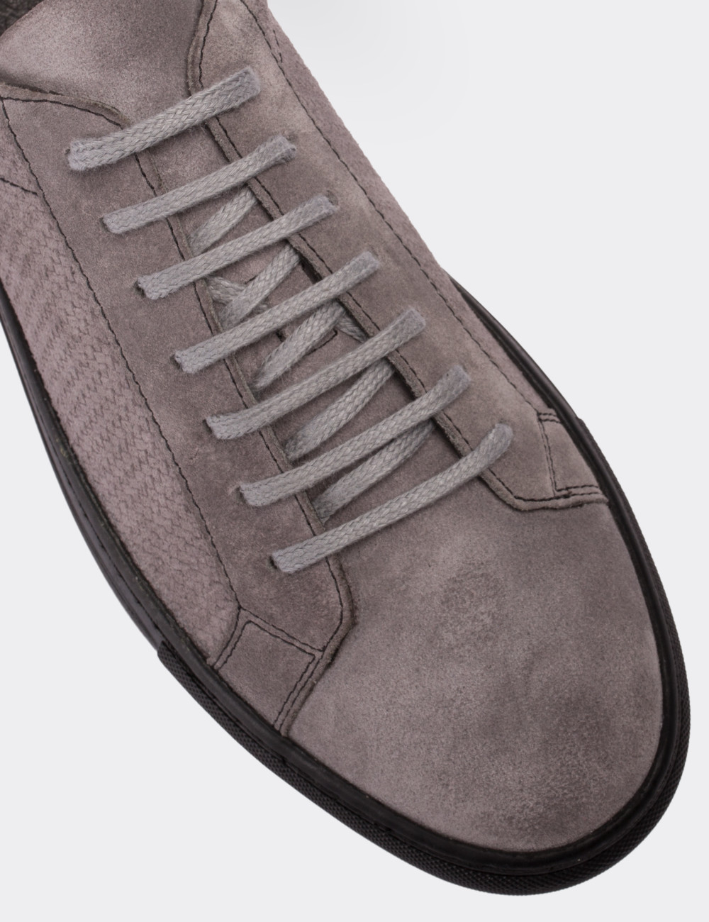 Gray Suede Leather Sneakers - 01681MGRIC02