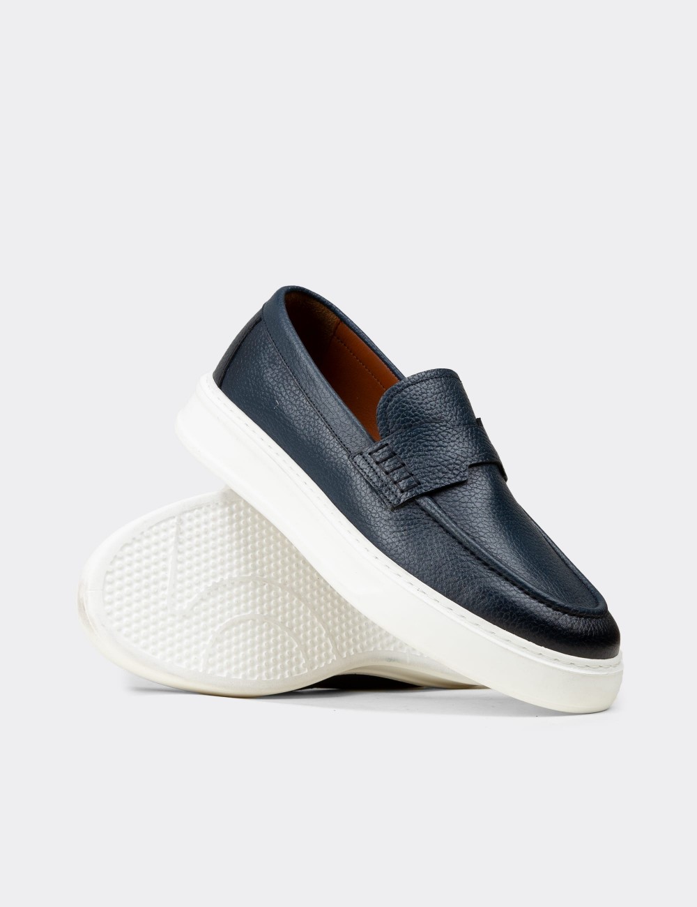 Men's Blue Suede Leather Loafers - 02043MMVIP01