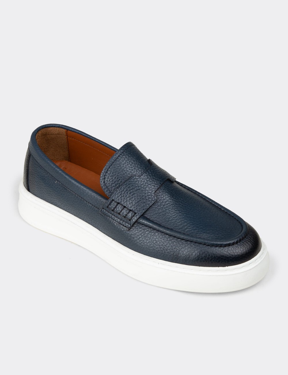 Men's Blue Suede Leather Loafers - 02043MMVIP01