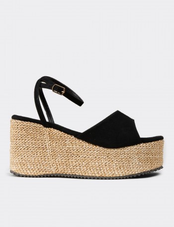 Women's Black Elevated Sandals