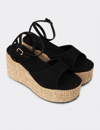Women's Black Elevated Sandals