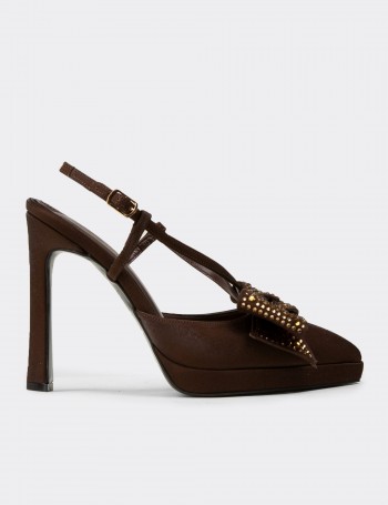 Women's Brown Platform Evening Heels - RD115ZKHVM01