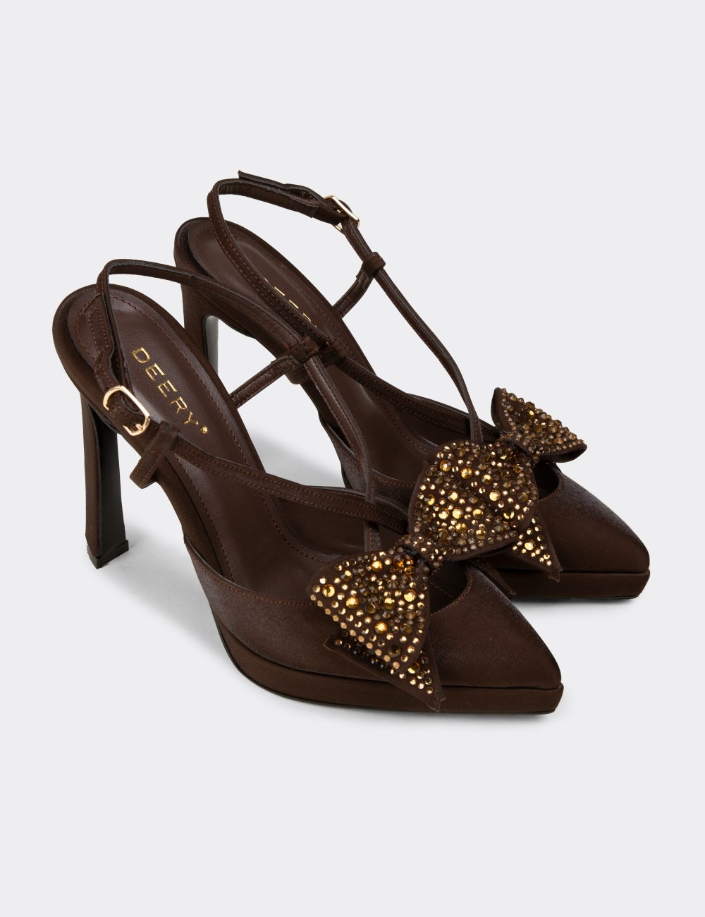 Women's Brown Platform Evening Heels - RD115ZKHVM01