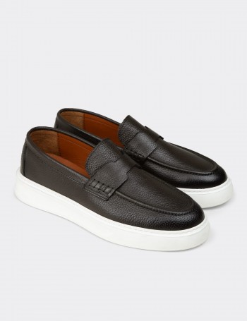 Men's Khaki Leather Loafers