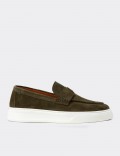 Men's Green Suede Leather Loafers