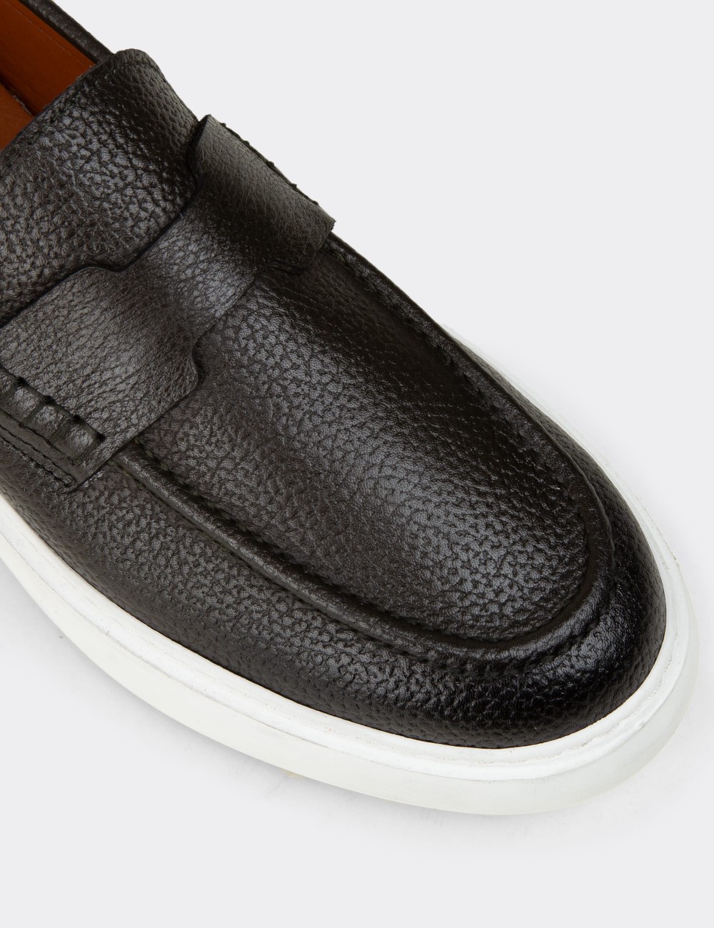Men's Khaki Leather Loafers - 02043MHAKP01