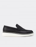 Men's Navy Nubuck Leather Loafers