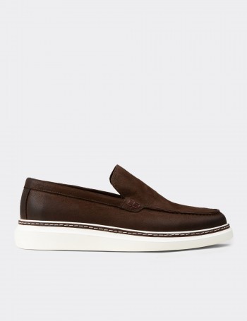 Men's Brown Nubuck Calfskin Loafers