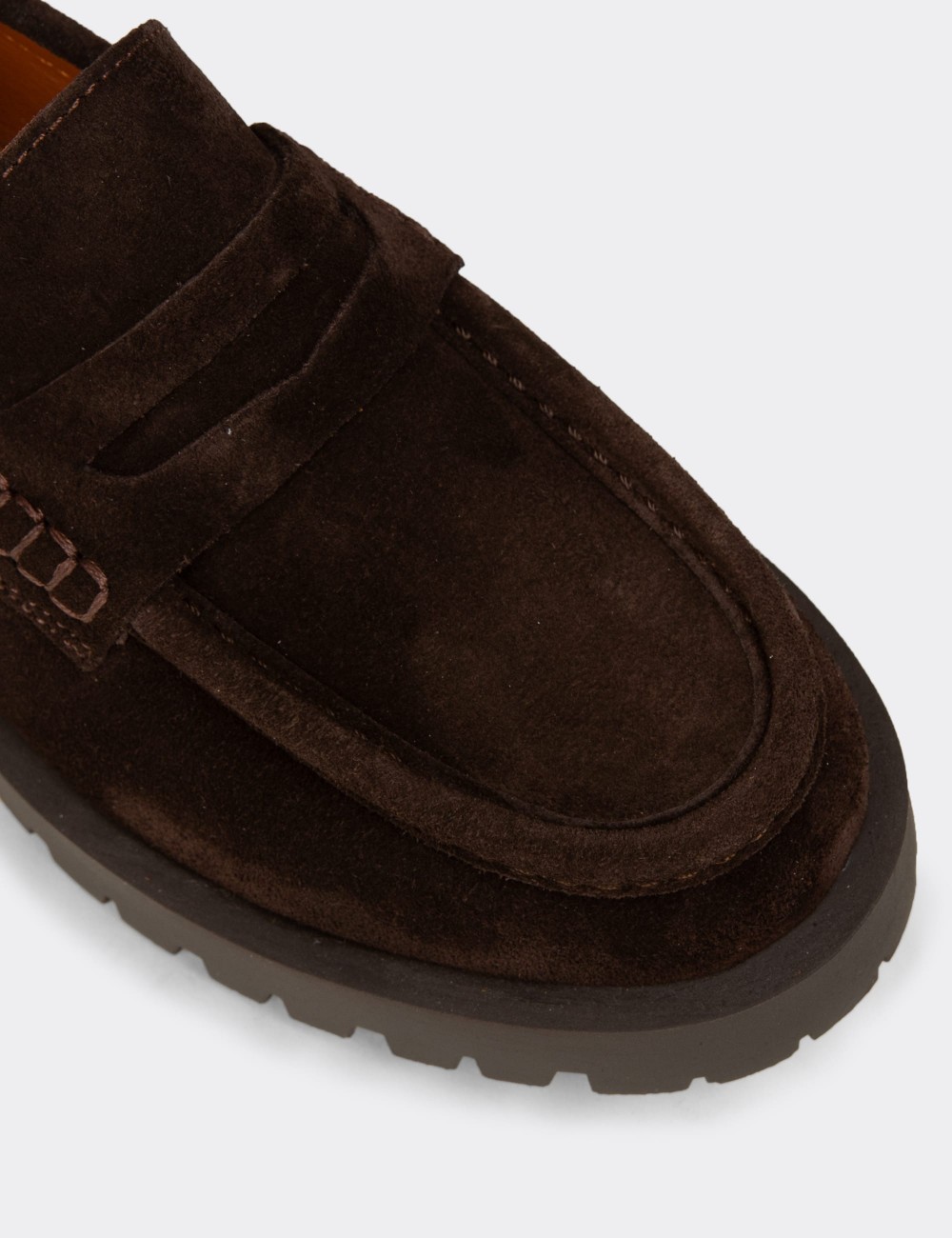 Women's Brown Suede Leather Loafers - 02034ZKHVC01