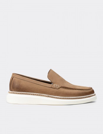 Men's Sandstone Nubuck Calfskin Loafers