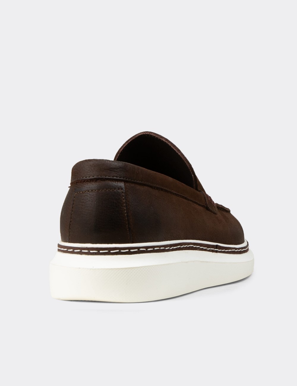 Men's Brown Nubuck Calfskin Loafers - EK111MKHVC01