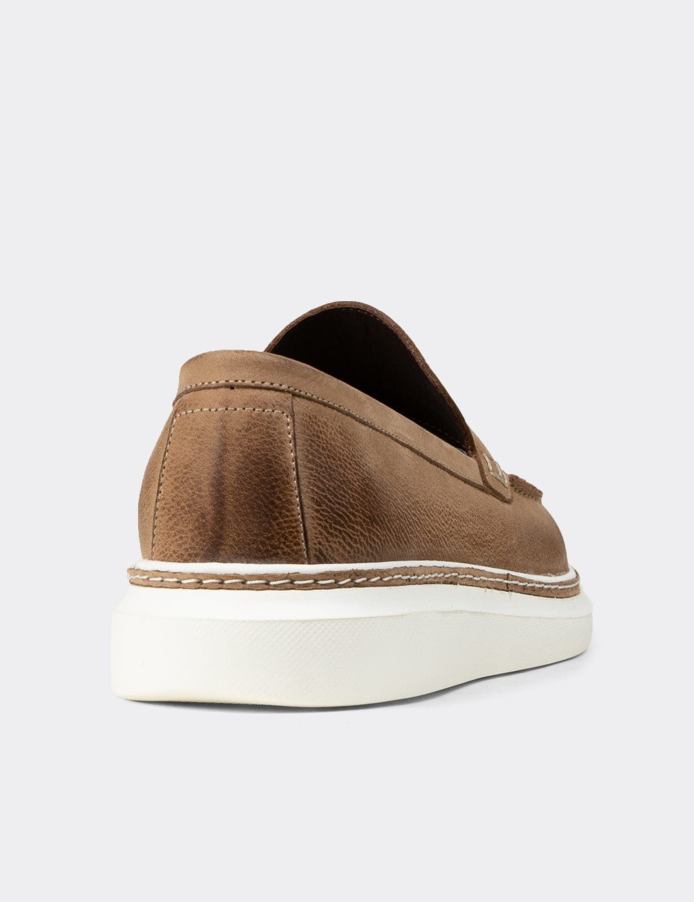 Men's Sandstone Nubuck Calfskin Loafers - EK111MVZNC01