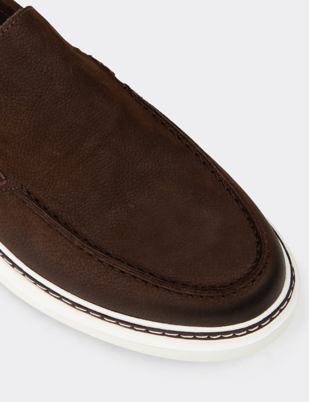 Men's Brown Nubuck Calfskin Loafers - EK111MKHVC01
