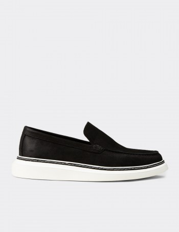 Men's Black Nubuck Calfskin Loafers
