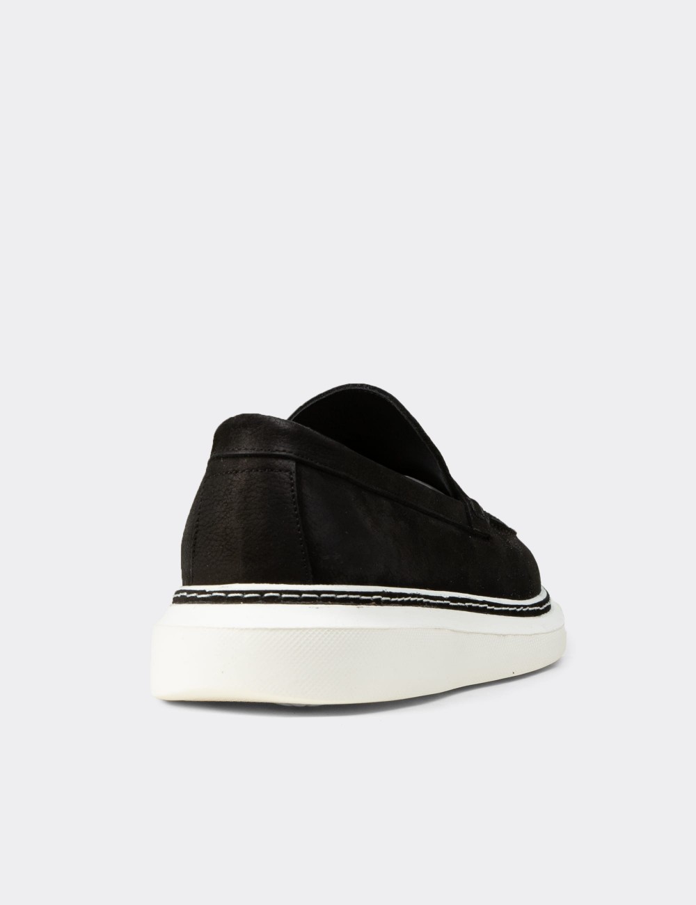 Men's Black Nubuck Calfskin Loafers - EK111MSYHC01