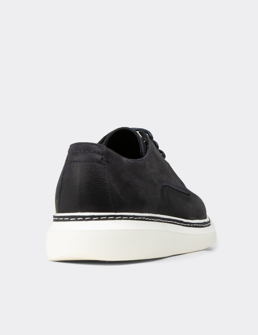 Men's Navy Nubuck Leather Lace-up Shoes - EK112MLCVC01