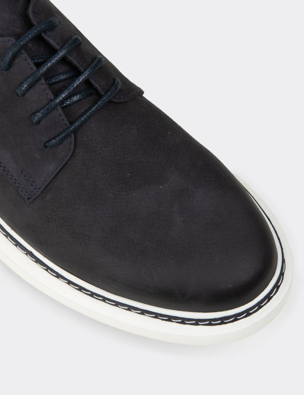 Men's Navy Nubuck Leather Lace-up Shoes - EK112MLCVC01
