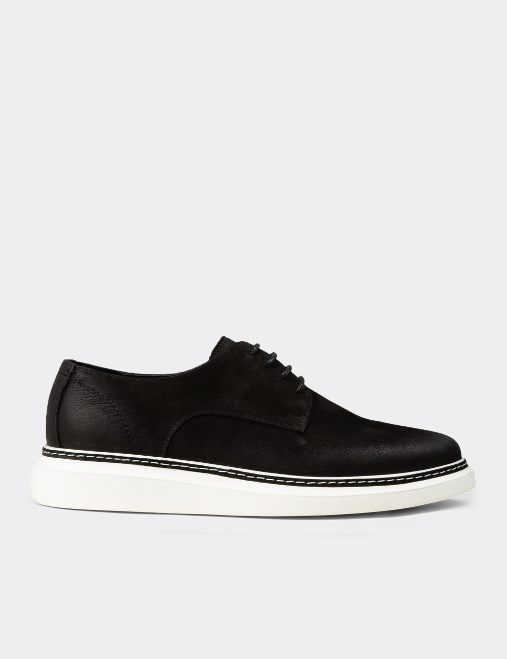 Men's Black Nubuck Calfskin Lace-up Footwear - EK112MSYHC01