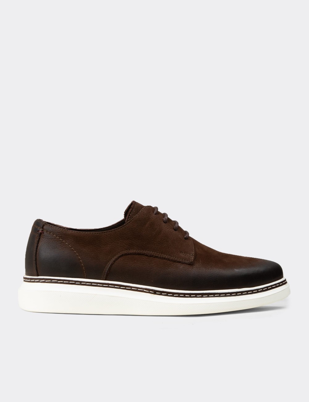 Men's Brown Nubuck Calfskin Lace-up Footwear - EK112MKHVC01