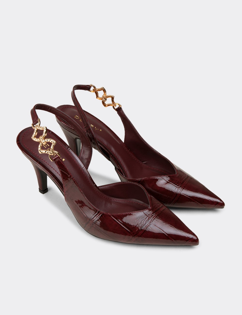 Women's Burgundy Chain Detail Pumps - RD210ZBRDM01