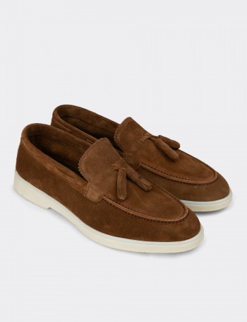 Men's Tan Suede Leather Loafers
