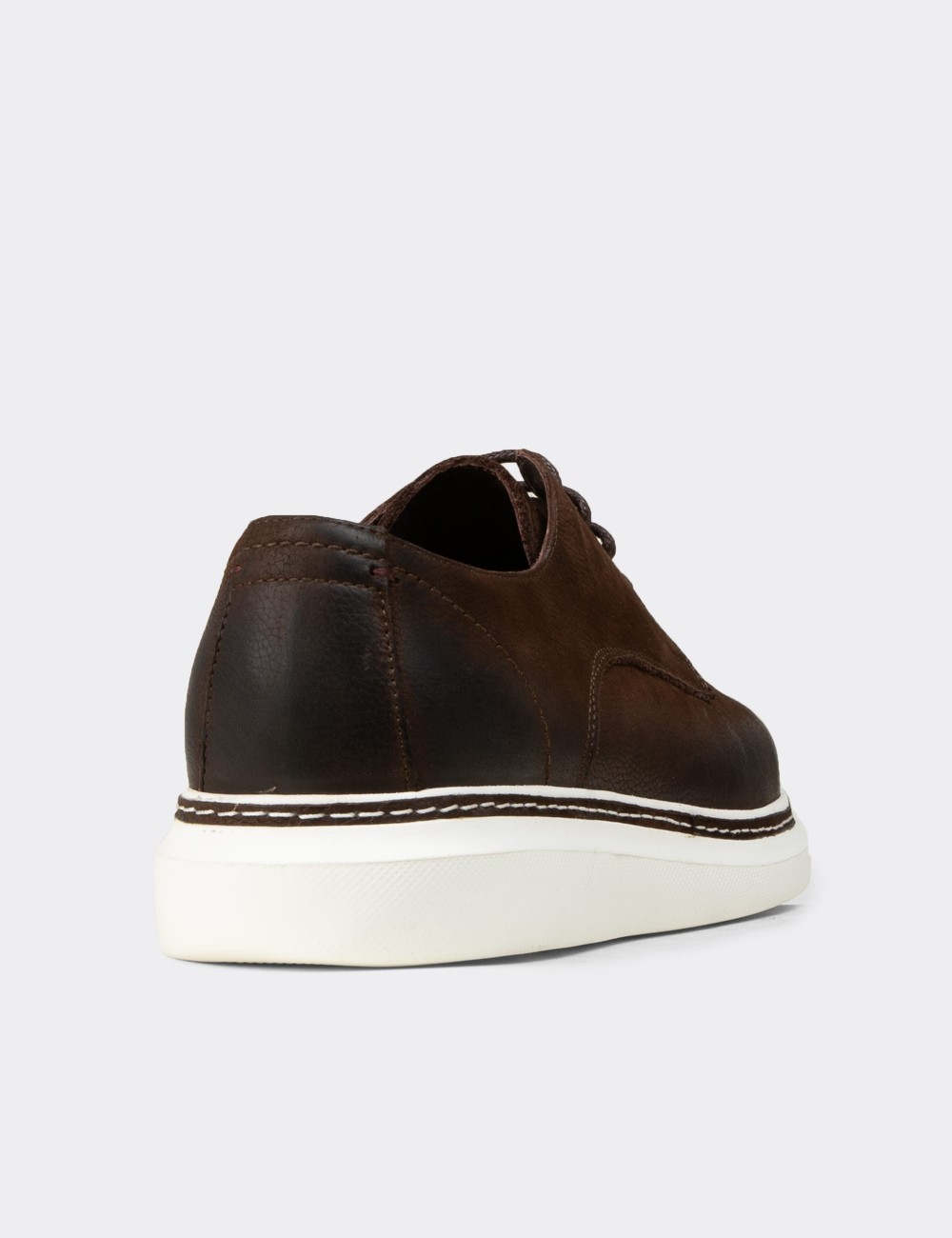 Men's Brown Nubuck Calfskin Lace-up Footwear - EK112MKHVC01