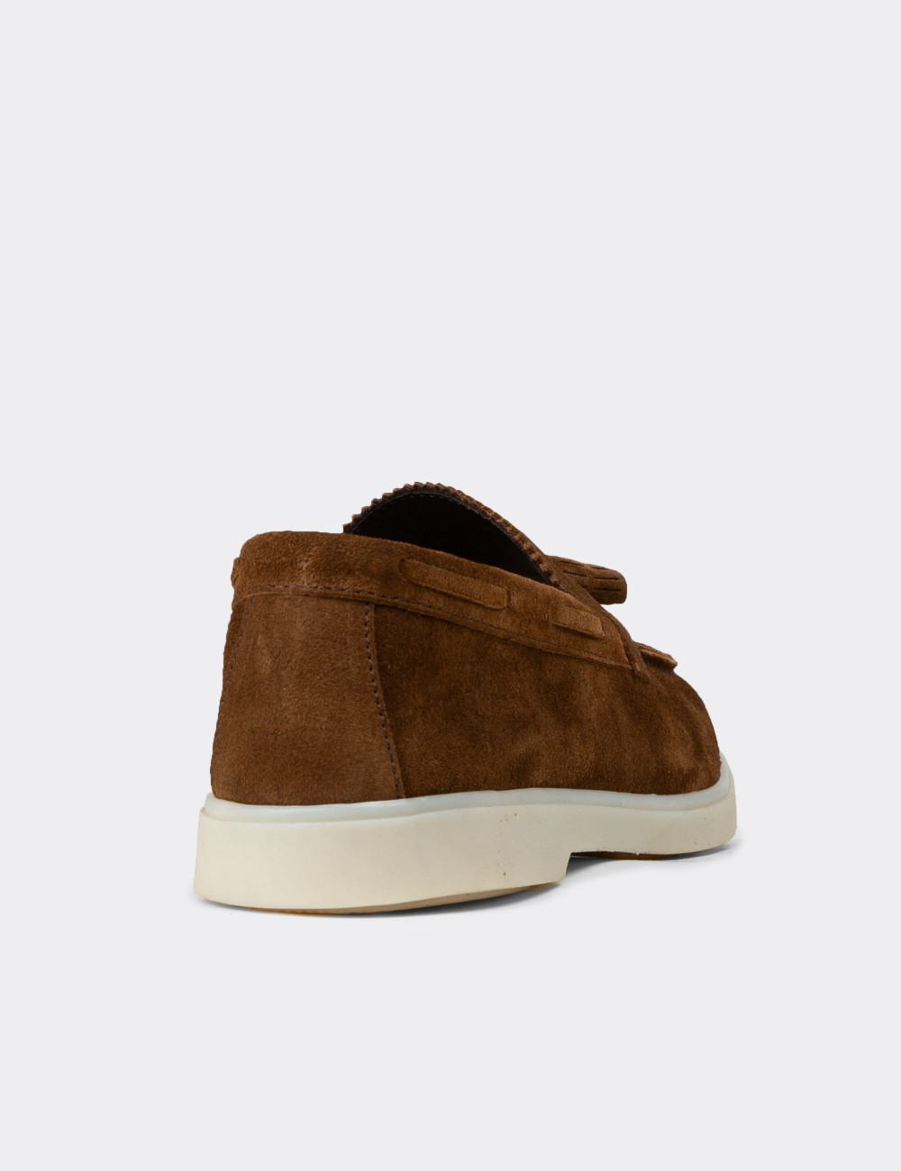 Men's Tan Suede Leather Loafers - 02027MTBAC01
