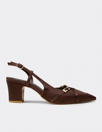 Women's Brown Satin Pumps