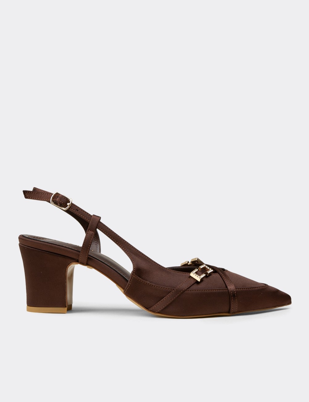 Women's Brown Satin Pumps - RD161ZKHVM01