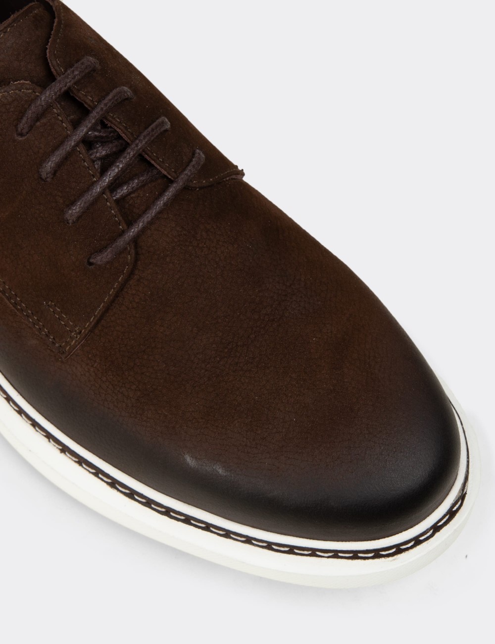 Men's Brown Nubuck Calfskin Lace-up Footwear - EK112MKHVC01